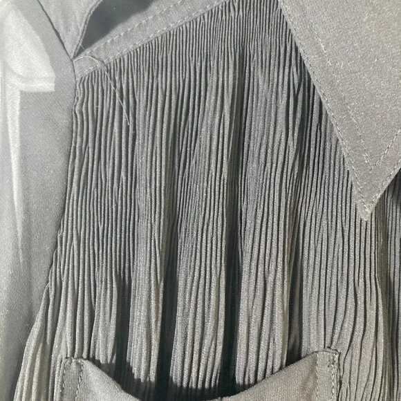 Womens Ganni Pleated Georgette‎ Shirt Dress Black 2/EU34 Crinkled Polyester - Picture 6 of 11